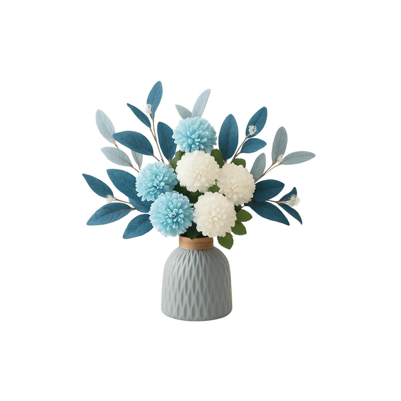 NAWEIDA Artificial Flowers with Vase Faux Hydrangea Flower Arrangements for Home Garden Party Wedding Decoration